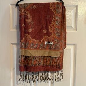 Pashmina Red and Gold Floral Scarf
